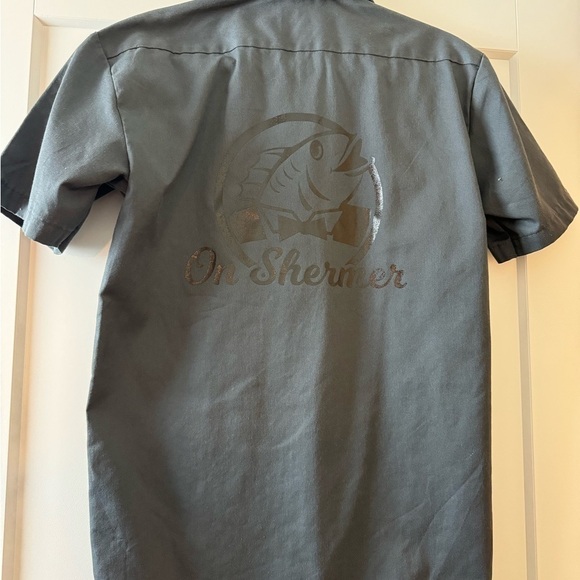 Dickies Work Shirt Small Button Down Gray Lucky Fish Utility Top novelty - Picture 14 of 14